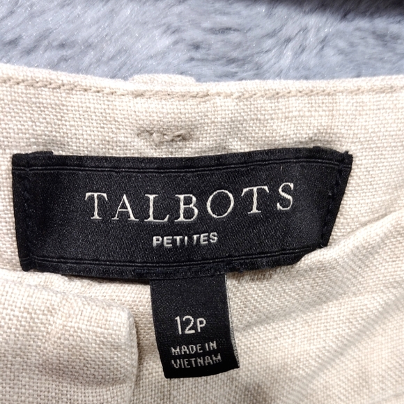 Talbots 100% Linen Wide Leg Pants Women's 12P Cream Lagenlook Minimalist Beach - Picture 7 of 8